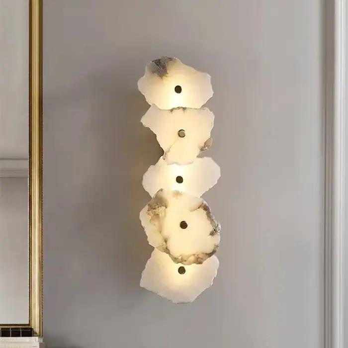Applique murale de luxe en marbre naturel pour chambre à coucher salon entrée hôtel design nordique élégance moderne sophistiquée