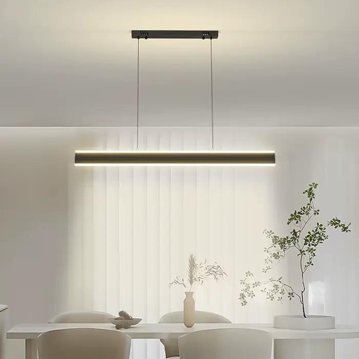 Luminaires suspendus linéaires LED simples pour restaurant, table à manger, bar, lustre long, décoration intérieure moderne, lampes d'éclairage domestique