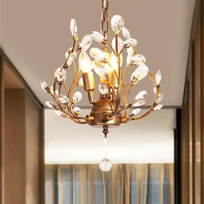 Plafonnier suspendu en cristal vintage avec branches d'arbre, éclairage d'intérieur, luminaire décoratif de plafond, idéal pour un salon, une chambre à coucher, une cuisine, un Bar, une boutique ou de