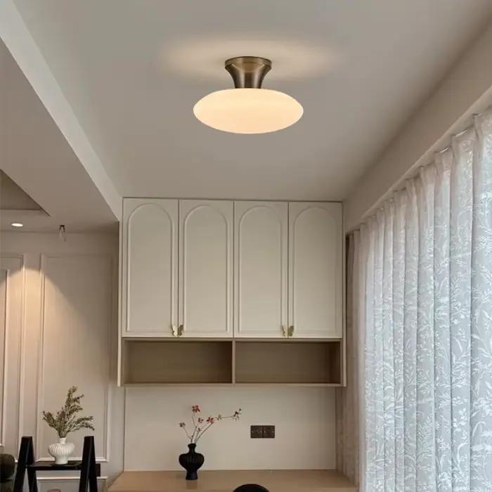 Plafonnier Champignon Style Crème Moderne pour Chambre, Salon, Hall d'entrée – Luminaire Décoratif Circulaire avec Protection Oculaire