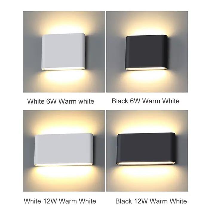 Moderne étanche extérieur 12W mur LED lampe IP65 aluminium haut et bas applique murale jardin porche applique décoration lumière 110V 220V