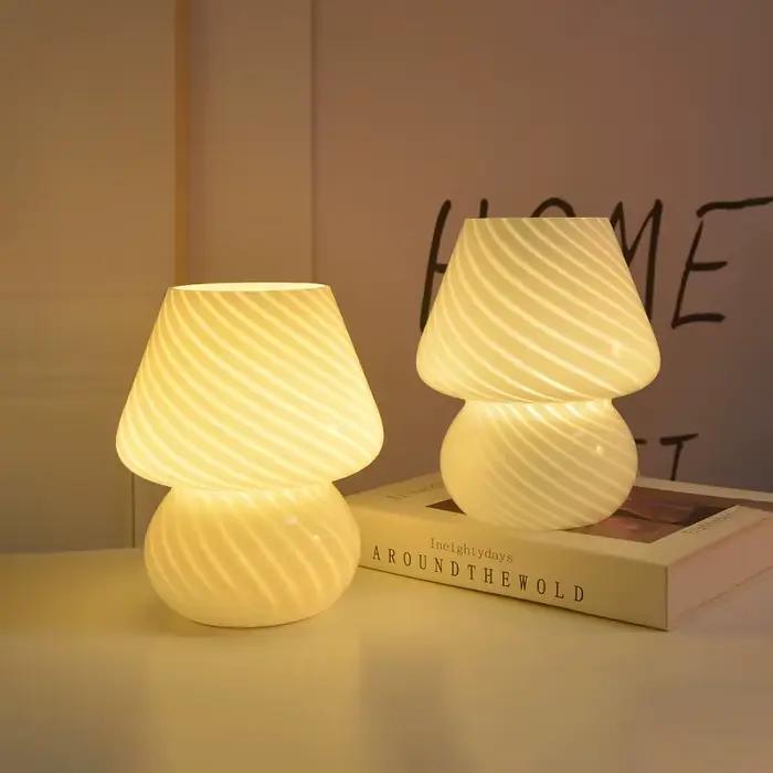 Lampe de table en verre à LED pour chambre à coucher, gradation USB, lumière d'étude à domicile, escales de bureau, décoration de chevet, veilleuse, lampe de table, pièce plus lente