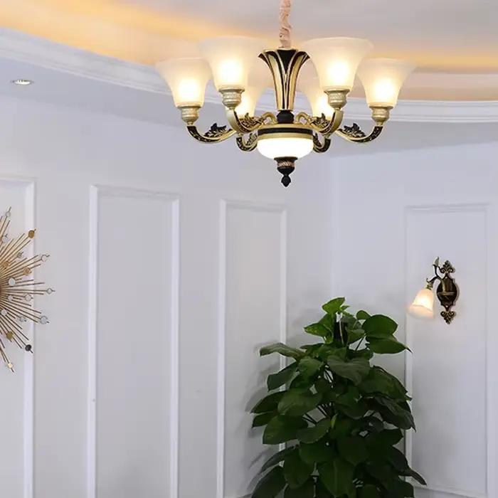 Lustres en métal de mode Vintage rétro lustre lumière lustres de luxe éclairage lampe en métal pour salon lit salle à manger