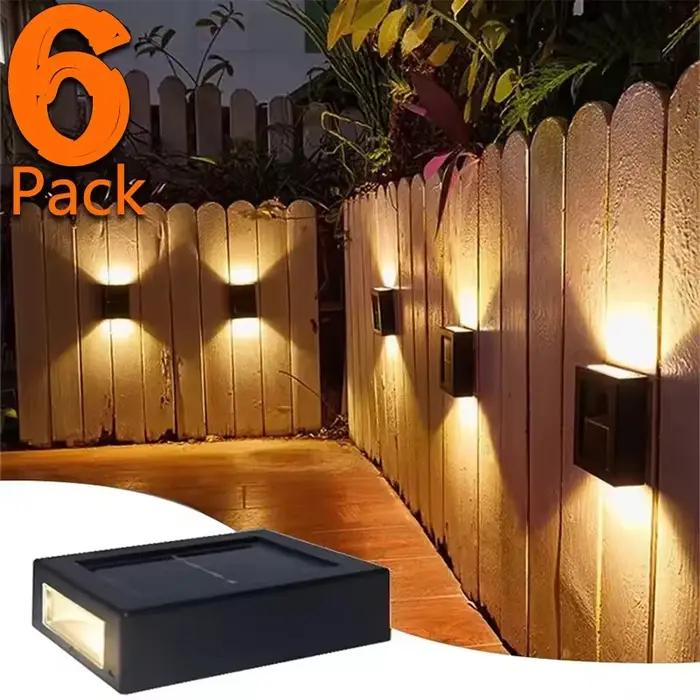 1 ~ 6 pièces lumière solaire extérieure haut et bas mur rondelle lumière étanche lampe solaire jardin rue balcon cour escaliers clôture décor