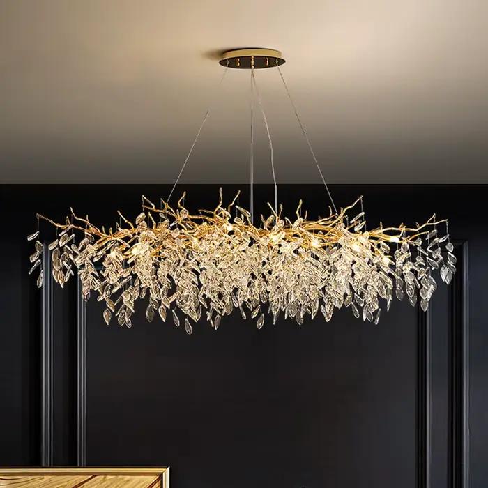Lustres en cristal de luxe, décoration de salon, lampe suspendue au plafond, éclairage de table à manger, Żyrandol