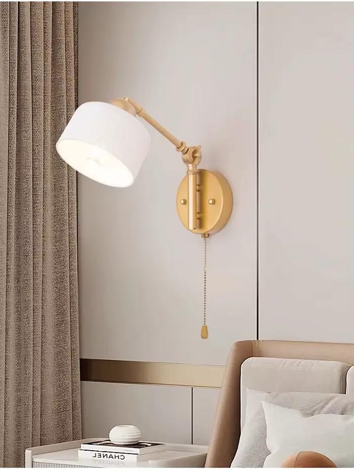  Lampe murale moderne pour chambre à coucher, lampe de lecture à bras articulé rotatif, interrupteur à levier crème, lampe murale de salon en céramique