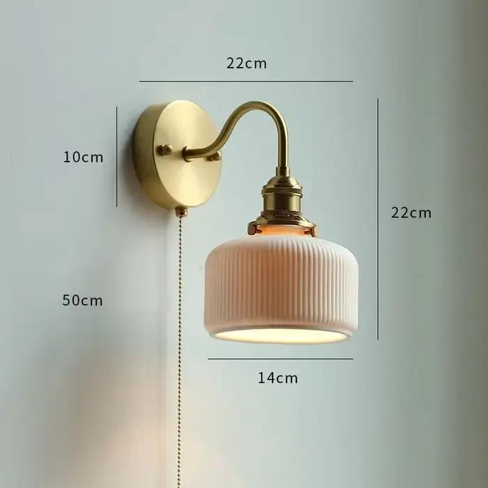 Applique murale LED en céramique moderne, à côté des nervures, interrupteur chinois, miroir extérieur, lumière d'escalier, applique en cuivre, Shoaria, nouveau