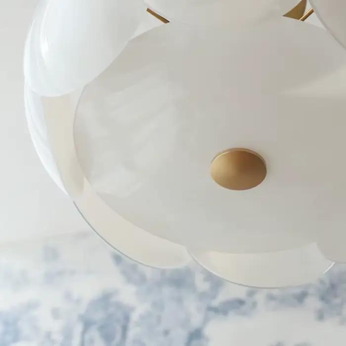 Lustre de Style crème française, plafond moderne en verre blanc, lampe suspendue de luxe pour salon, chambre à coucher, cuisine, salle à manger