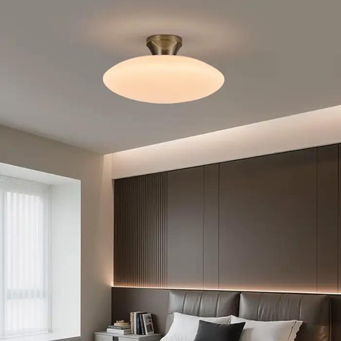 Plafonnier Champignon Style Crème Moderne pour Chambre, Salon, Hall d'entrée – Luminaire Décoratif Circulaire avec Protection Oculaire