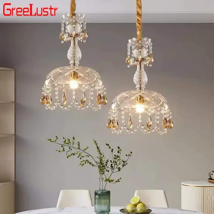 Plafonnier Led suspendu en cristal style rétro américain, luminaire décoratif d'intérieur de luxe, idéal pour une véranda, une chambre à coucher ou une salle à manger