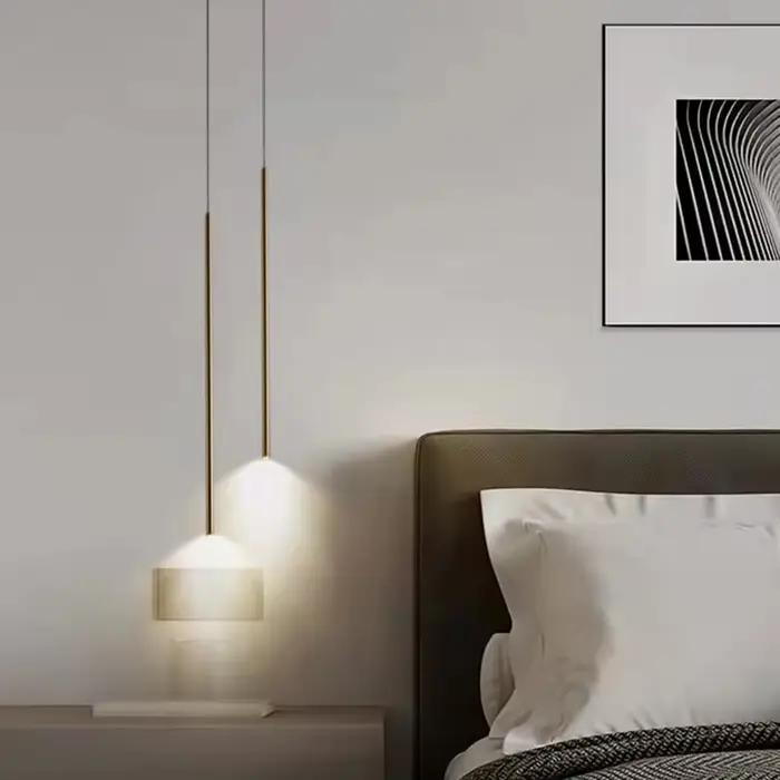 Lampes suspendues minimalistes en cuivre pour chevet, salon, salle à manger, cuisine, corps doré ou noir, fil de lustre réglable