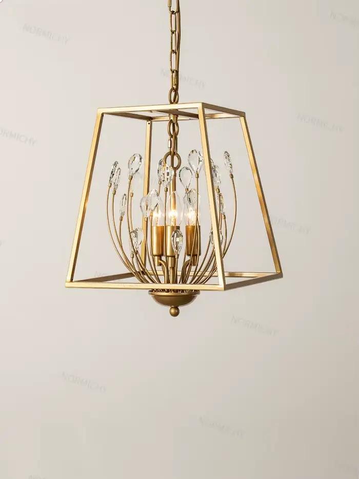 Lustre de restaurant américain, éclairage de chambre, dressing, couloir, luminaire de luxe créatif en cage, lumière de balcon en cristal