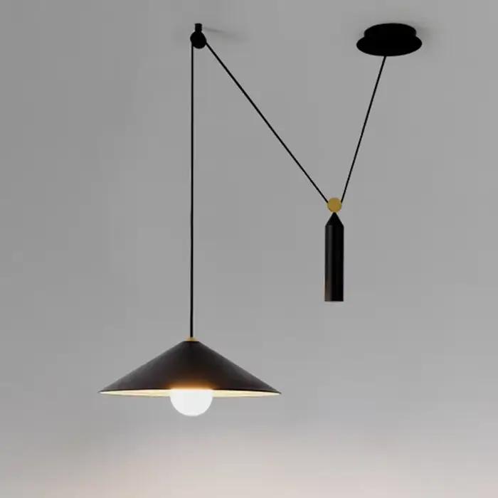 Lustre linéaire créatif pour la maison, éclairage de forme géométrique, art moderne, poulie de levage intérieure, lumières de confrontation suspendues