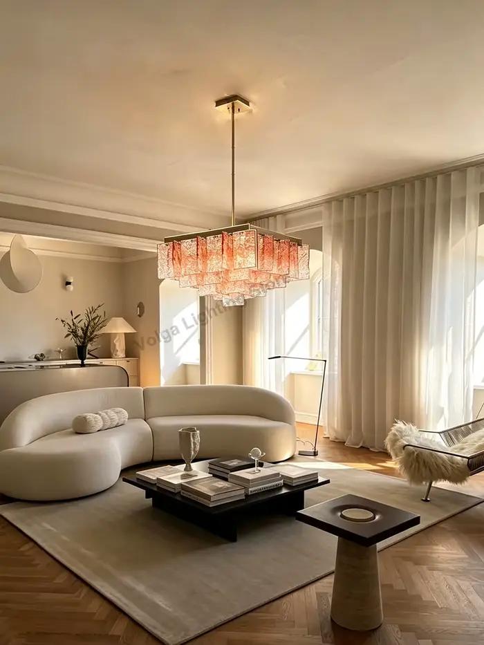 Lustre en verre au design élégant et créatif pour salon, éclairage dimmable, lampes suspendues de luxe pour salle à manger, lampes chromées