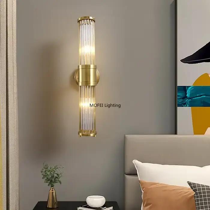 Applique murale LED en laiton et cristal de luxe nordique, luminaire moderne pour chambre, salon, salle à manger, décoration intérieure