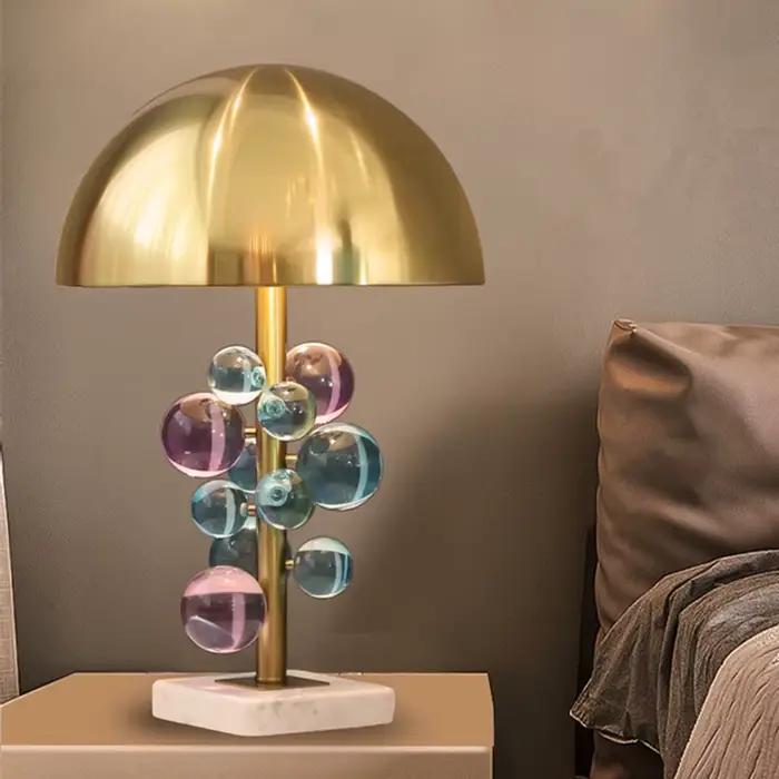 Globo-Lampe de Table Créative Manuelle en Forme de Champignon, Boule de Verre Colorée pour Salon, Chambre à Coucher, Lecture