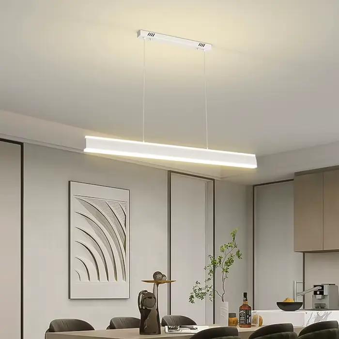 Luminaires suspendus linéaires LED simples pour restaurant, table à manger, bar, lustre long, décoration intérieure moderne, lampes d'éclairage domestique
