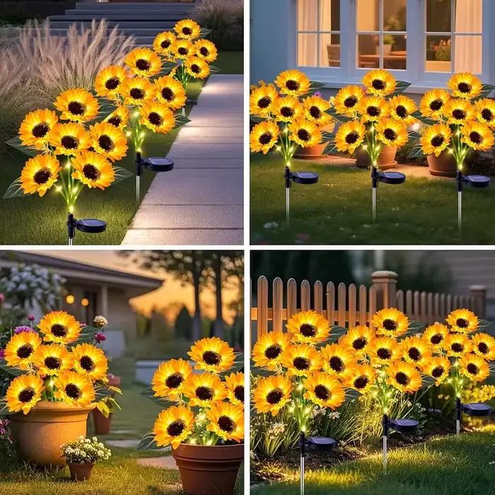 Lampes solaires de jardin en forme de tournesol, décorations extérieures imperméables pour pelouse, aménagement paysager, terrasse et clôture