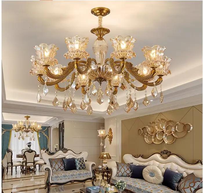 Lustre européen Style bougie lampe suspendue D66cm H50cm luminaires alliage verre Restaurant salle à manger salon décoration