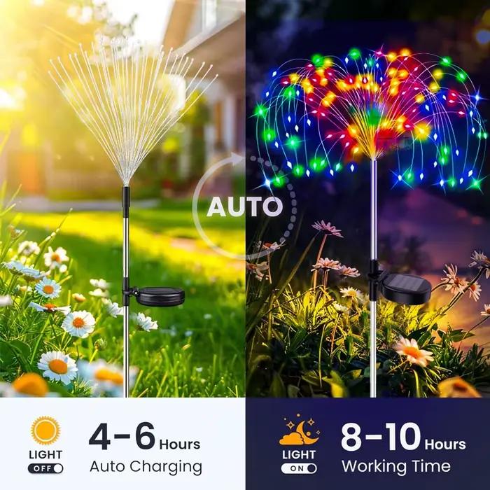 Lampes solaires LED de jardin en forme de pissenlit, étanches, pour la décoration extérieure, lumières de feux d'artifice pour allées, patios et pelouses