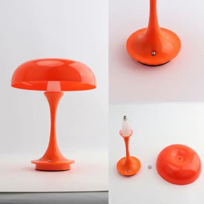 Lampe de table en forme de champignon, commande tactile, 3 couleurs, intensité réglable, sans fil, rechargeable, lumière LED en plastique, luminosité réglable, lampe de chevet