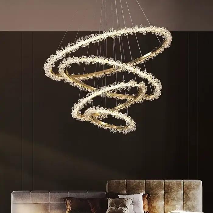 Lustre Led moderne salon or pendentif Lustre lumière escaliers Lustre Led Luminarias lampe à Led luminaires