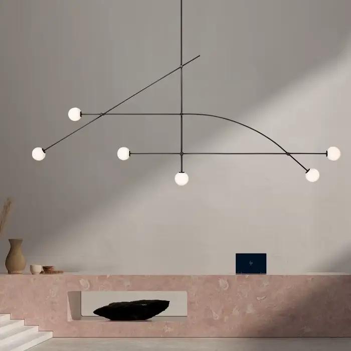 Plafonnier suspendu noir moderne avec verre dépoli pour salon chambre à coucher restaurant design contemporain luminaires装饰性吊灯现代黑色设计适用于客厅卧室餐厅