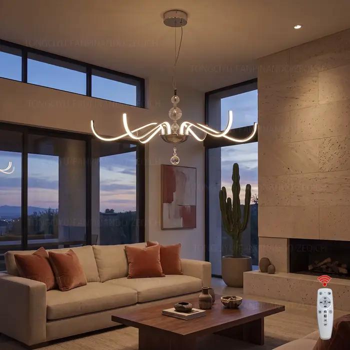 Lustre LED moderne 3 couleurs au choix, Suspension en cristal noir chromé doré, Lampe suspendue pour salon, chambre à coucher, salle à manger