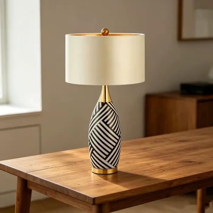 Lampe de table en céramique et tissu de style européen, éclairage créatif pour salon, bureau, chambre à coucher, chevet, salle d'exposition, décoration de bureau