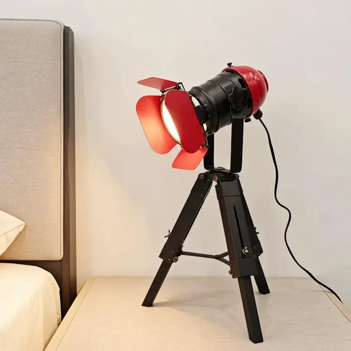 Lampadaire LED industriel en bois, abat-jour Loft, lampe sur pied vintage rustique, rouge, noir, salon, bureau, salle d'étude