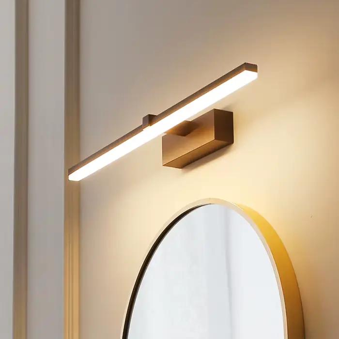 Applique murale LED dorée moderne pour salle de bain, trois couleurs, lumière de miroir en aluminium, applique d'intérieur, luminaire de maquillage