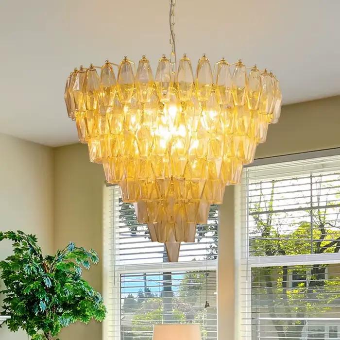 Lustre en verre de Murano de luxe pour villa, salon, salle à manger, escalier, lampe suspendue en verre coloré à plusieurs niveaux, décoration intérieure