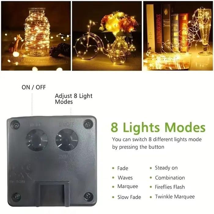 Guirlandes solaires de jardin, 8 modes, IP54, étanches, fil de cuivre, 7M50LED-32M300LED, pour patio, clôture, arbre, mariage, fête, décoration de jardin