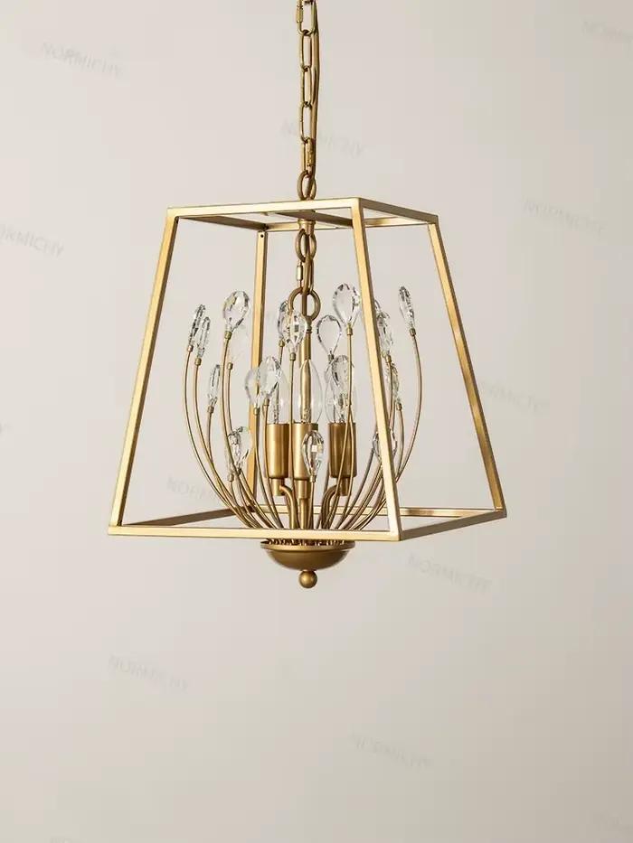 Lustre de restaurant américain, éclairage de chambre, dressing, couloir, luminaire de luxe créatif en cage, lumière de balcon en cristal