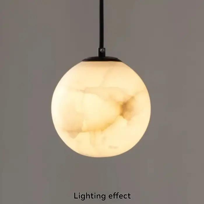 Lampe suspendue en marbre naturel, boule ronde en laiton, plafonnier pour chambre à coucher, lampe de chevet, comptoir de Bar, salle à manger, étude