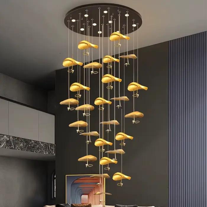 Luminaire en aluminium Lotus Suspension Qyartistry pour salon restaurant chambre d'hôtel modernité design élégance ambiance festive ou relaxante