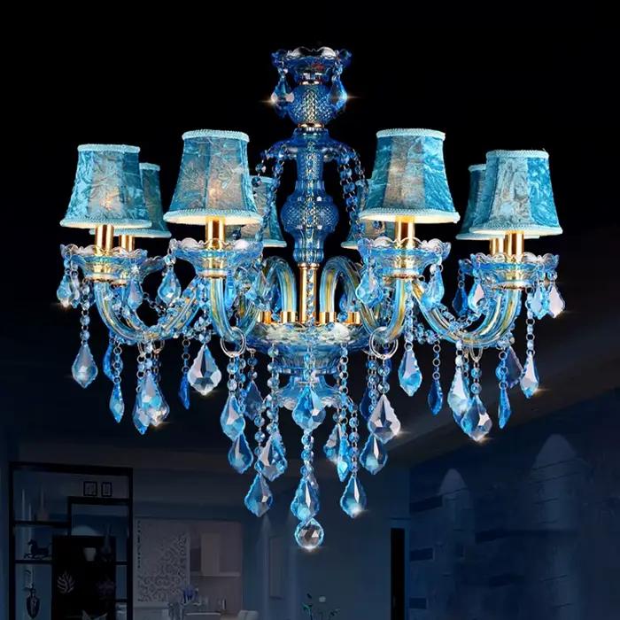Lustre moderne en forme de branche, plusieurs têtes, couleur bleue, pour mariage, chambre à coucher, décoration de maison, lustre à thème méditerranéen