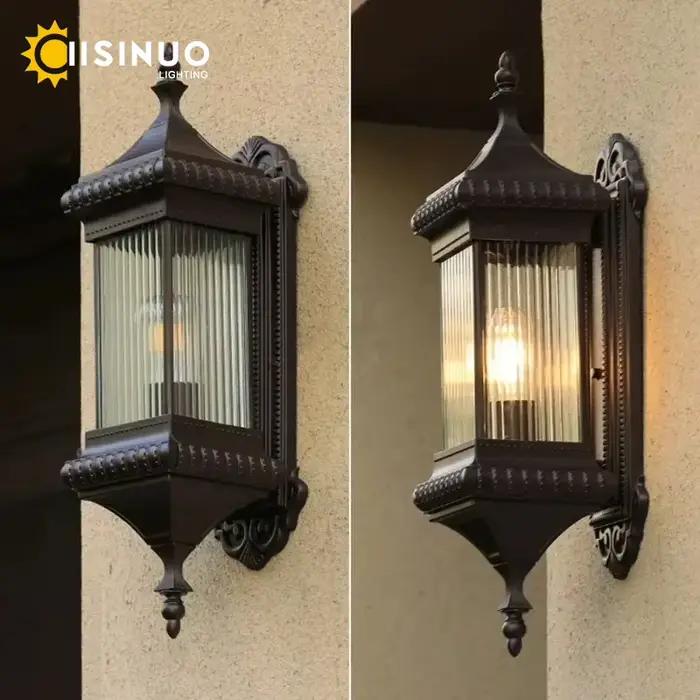 Applique murale extérieure vintage, lampe de porche rétro, appliques de villa, étanche IP65, luminaire de jardin extérieur, couleur café, douille E27