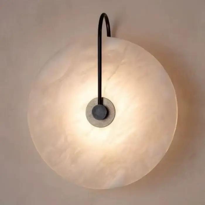 Lampe murale LED en marbre espagnol naturel, décoration élégante pour la maison, salon, couloir, chambre à coucher, éclairage d'intérieur