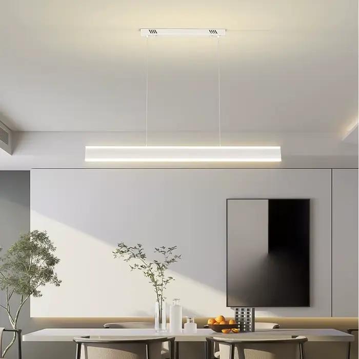 Luminaires suspendus linéaires LED simples pour restaurant, table à manger, bar, lustre long, décoration intérieure moderne, lampes d'éclairage domestique