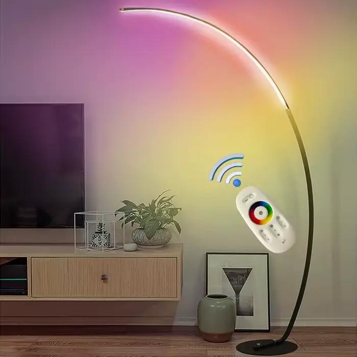 Arc RGB lampadaires noir blanc C à distance lampadaires nordique LED lumière d'angle pour salle à manger salon décor éclairage intérieur