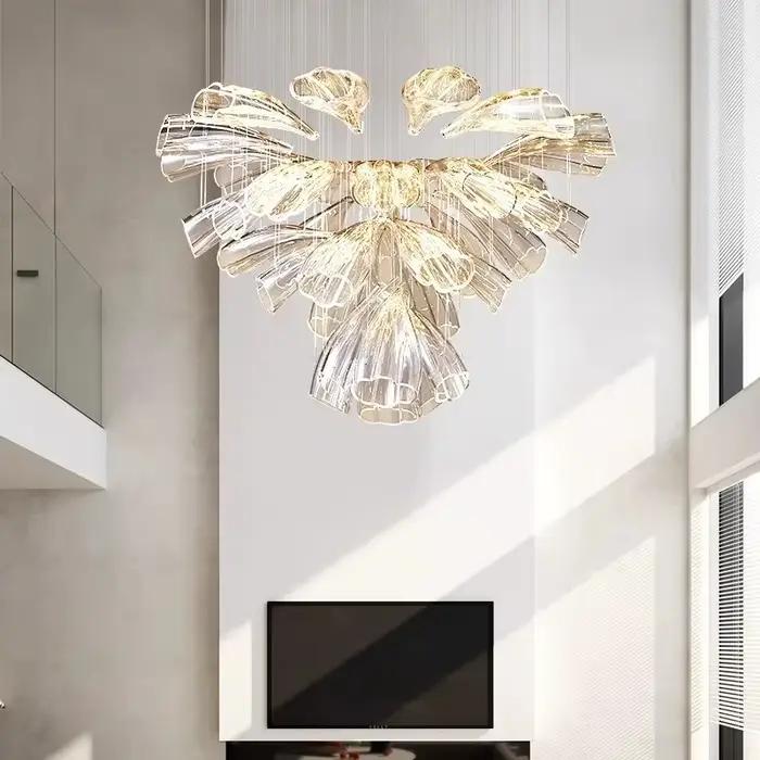 Luminaire suspendu de luxe au design créatif, éclairage principal pour salon, salle à manger, et escalier, ambiance pétales