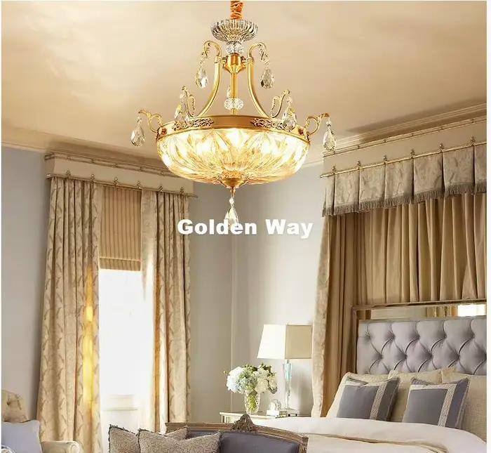Lampes suspendues en cuivre modernes lampe suspendue D52cm chambre salon pendentif salle à manger LED Bronze cristal suspension
