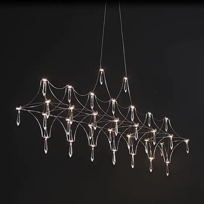 Lustre à bande LED en cristal post-moderne, lumière de luxe corrigée par une lampe de réception, des