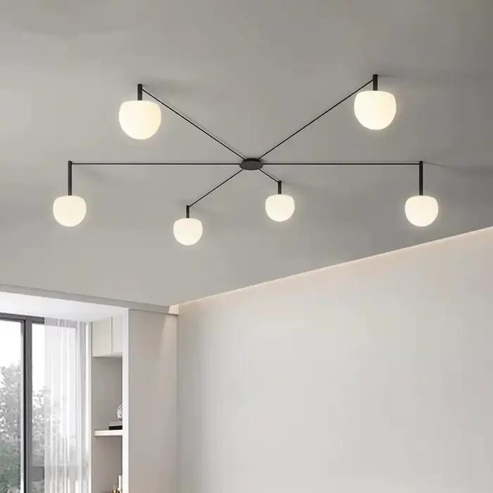 Lampe de plafond linéaire minimaliste noire, lampe araignée en verre pour chambre à coucher, bureau, salon, villa, éclairage intérieur