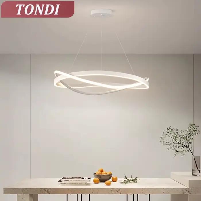 LED lustre anneau noir/blanc maison lustre pour salon salle à manger chambre cuisine plafond décor luminaires