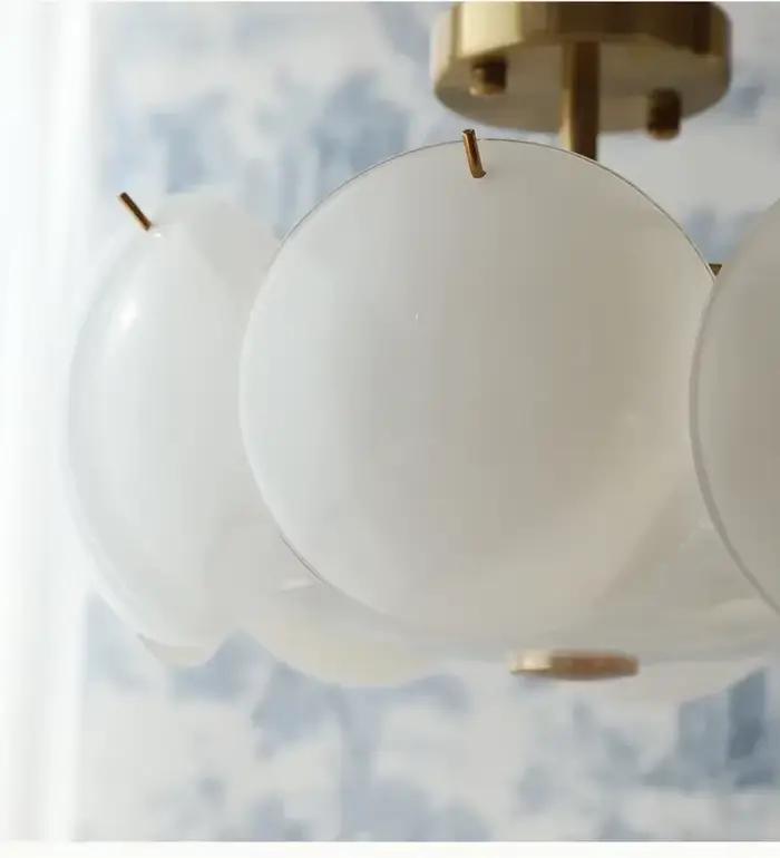 Lustre de Style crème française, plafond moderne en verre blanc, lampe suspendue de luxe pour salon, chambre à coucher, cuisine, salle à manger