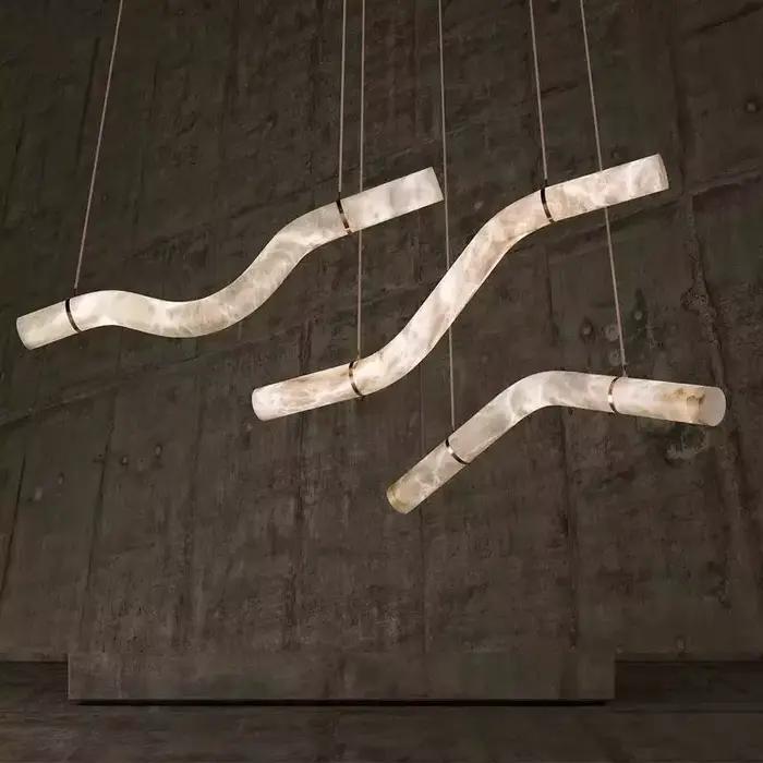 Lustre suspendu personnalisé imitation marbre pour salon, chambre à coucher, salle à manger, décoration de plafond, luminaire d'intérieur