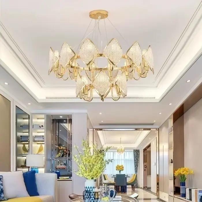 Plafonnier LED suspendu en cristal au design moderne, éclairage d'intérieur, luminaire décoratif de plafond, idéal pour un salon, une cuisine ou un restaurant, nouveau modèle
