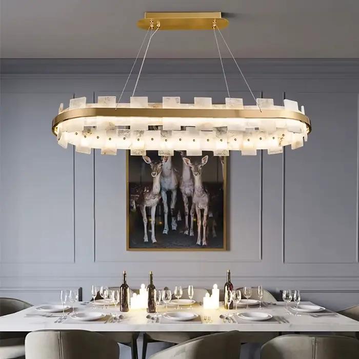 Lustres LED modernes éclairage pour salon Foyer chambre Restaurant lampes suspendues décoration en marbre naturel Lustre luminaires